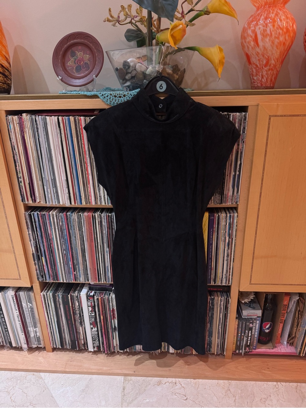 PRICE DROP: VTG NWOT, LEATHER WAREHOUSE, (small)8, lined BLACK SUEDE DRESS